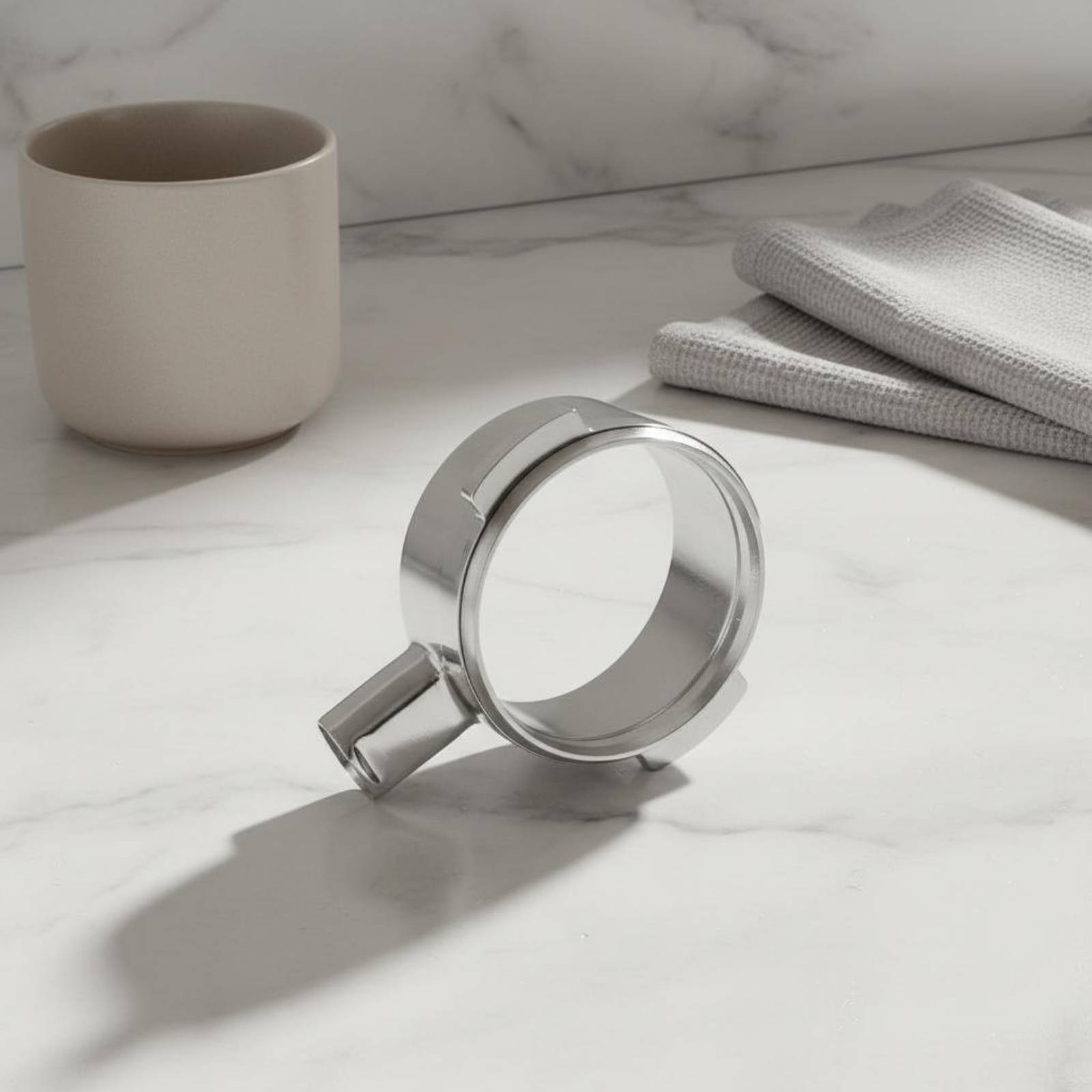 Stainless Steel Strainer - Bottomless Portafilter Head Finely Polished Uncovered