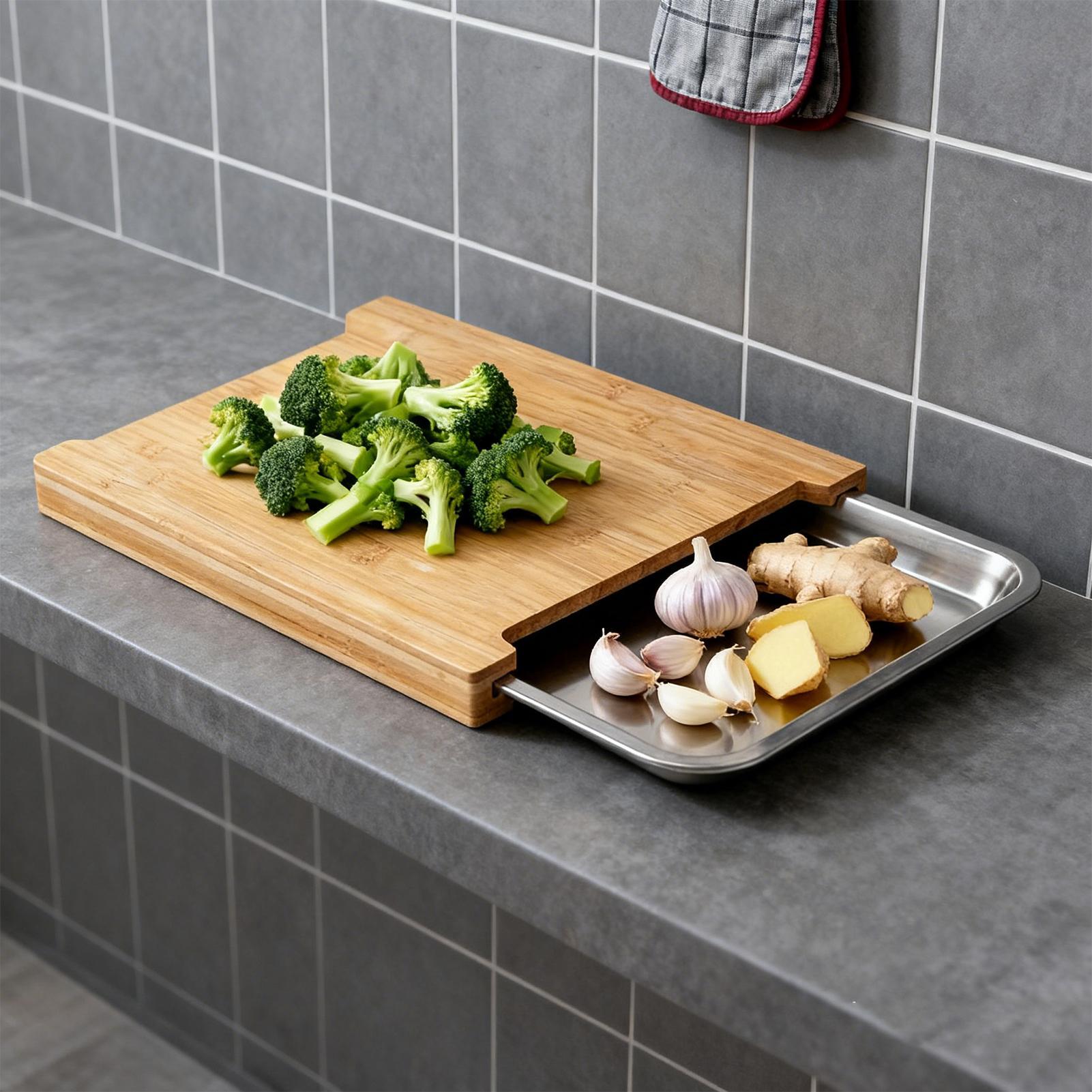 Bamboo Cutting Board - Wooden Cutting Board Non-Slip Food Prep