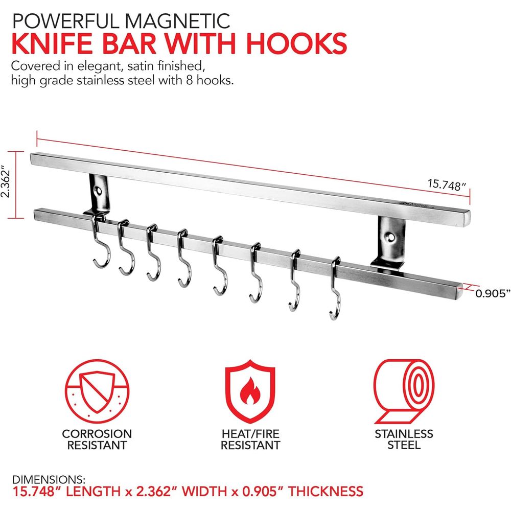 16 Inch Stainless Steel Metal  - Magnetic Knife Strip 评论和价格