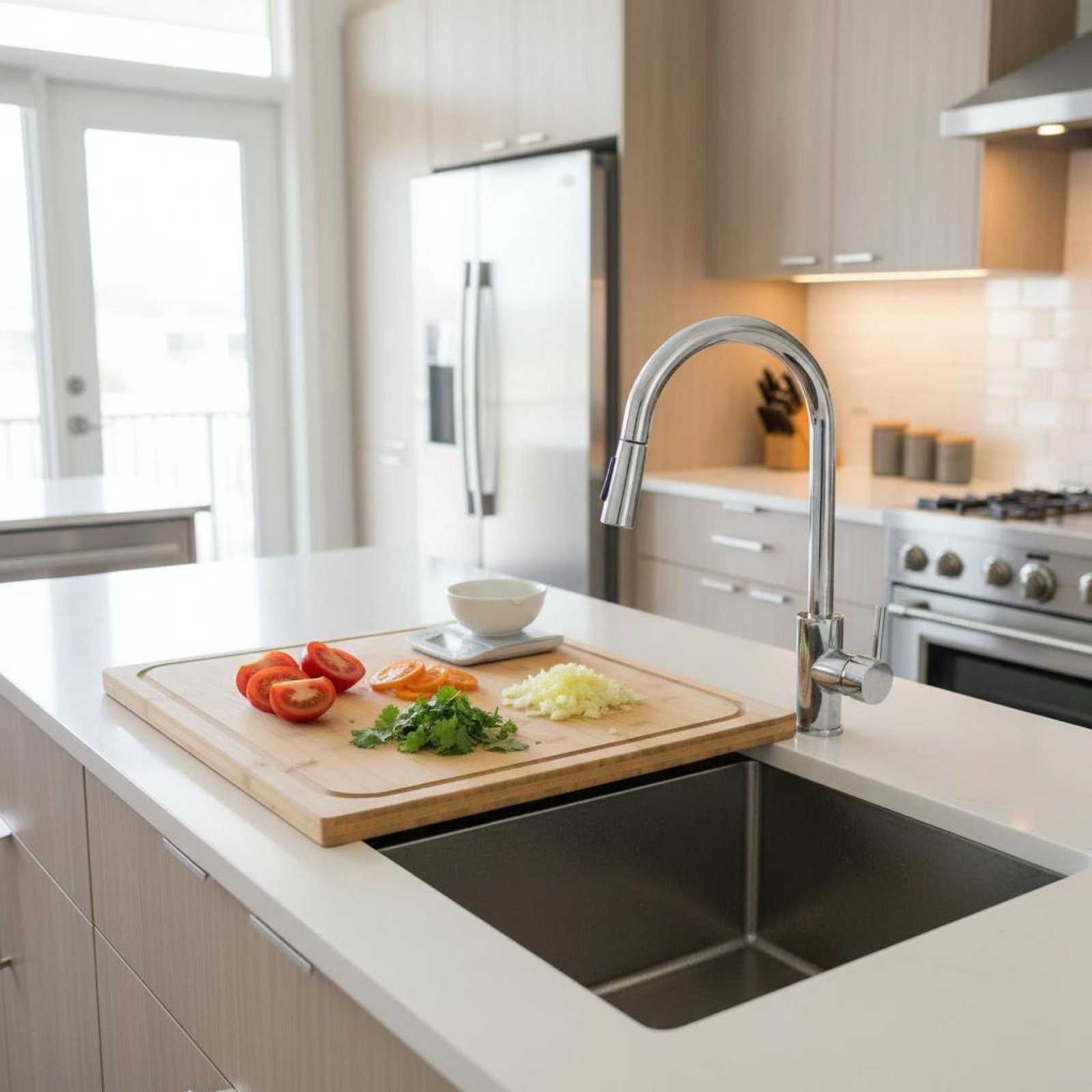 Over the Sink Cutting Board Mu - Bamboo Cutting Board 评论和价格