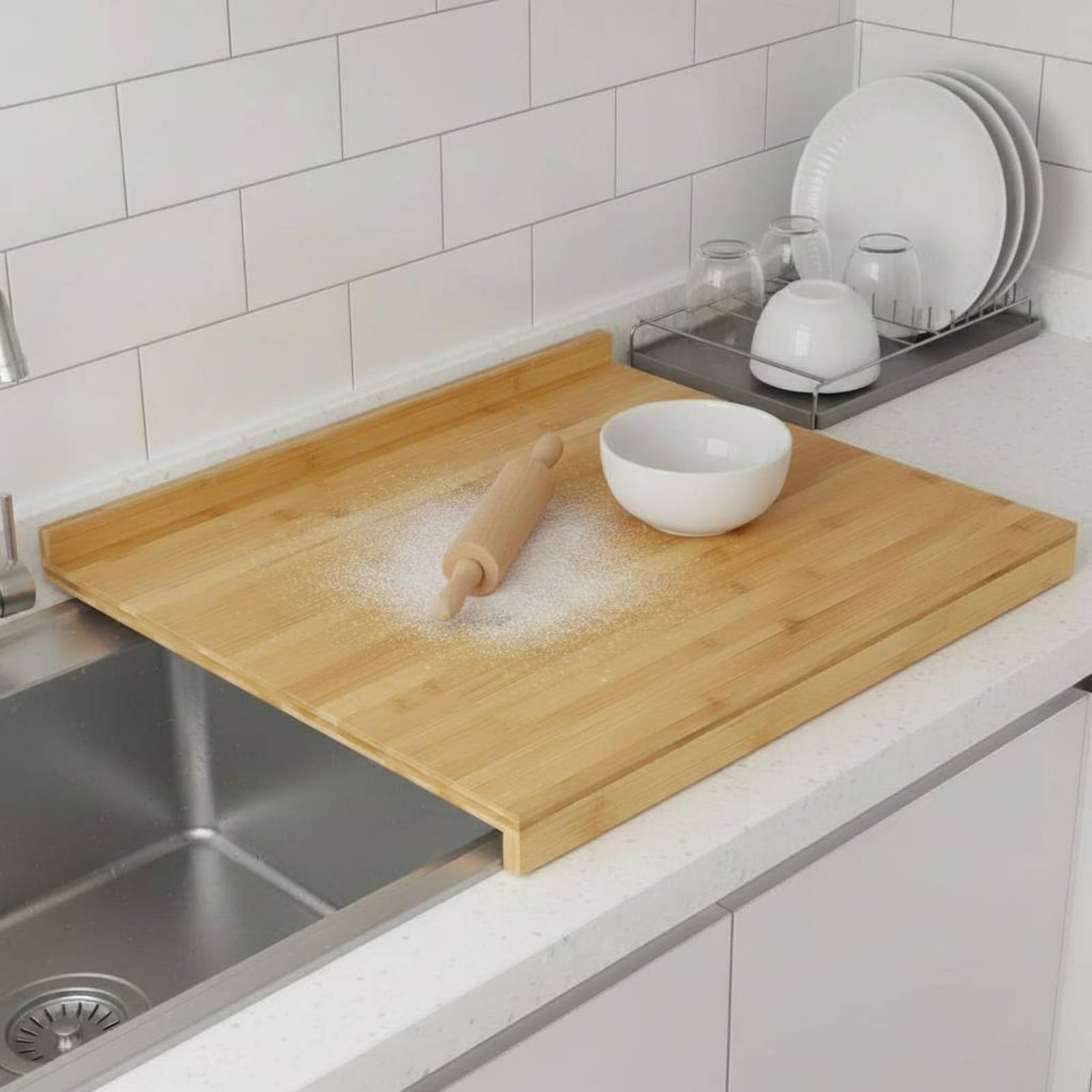 Over the Sink Cutting Board Mu - Bamboo Cutting Board 评论和价格