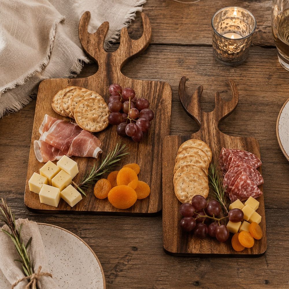 1pc Teak Deer Antler Shaped Ch - Bamboo Cutting Board 评论和价格