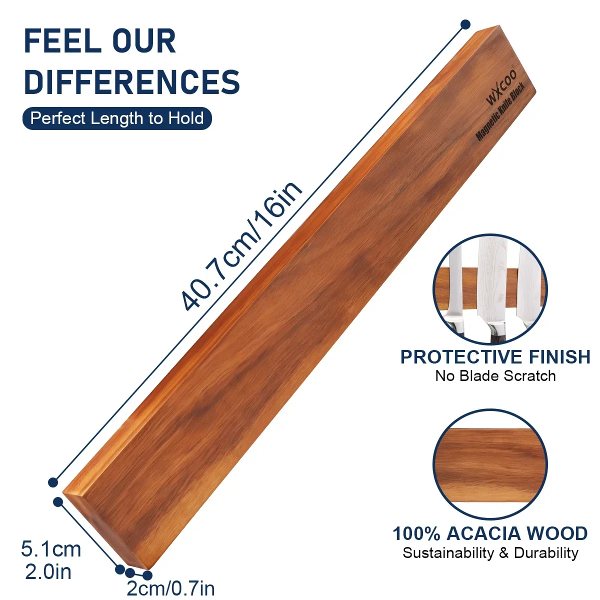 Acacia Wood Magnetic Knife Hol - Magnetic Knife Strip 评论和价格
