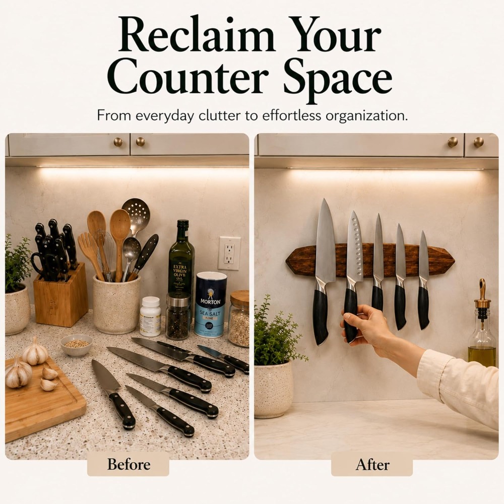 Magnetic Knife Holder - Acacia - Magnetic Knife Strip 评论和价格