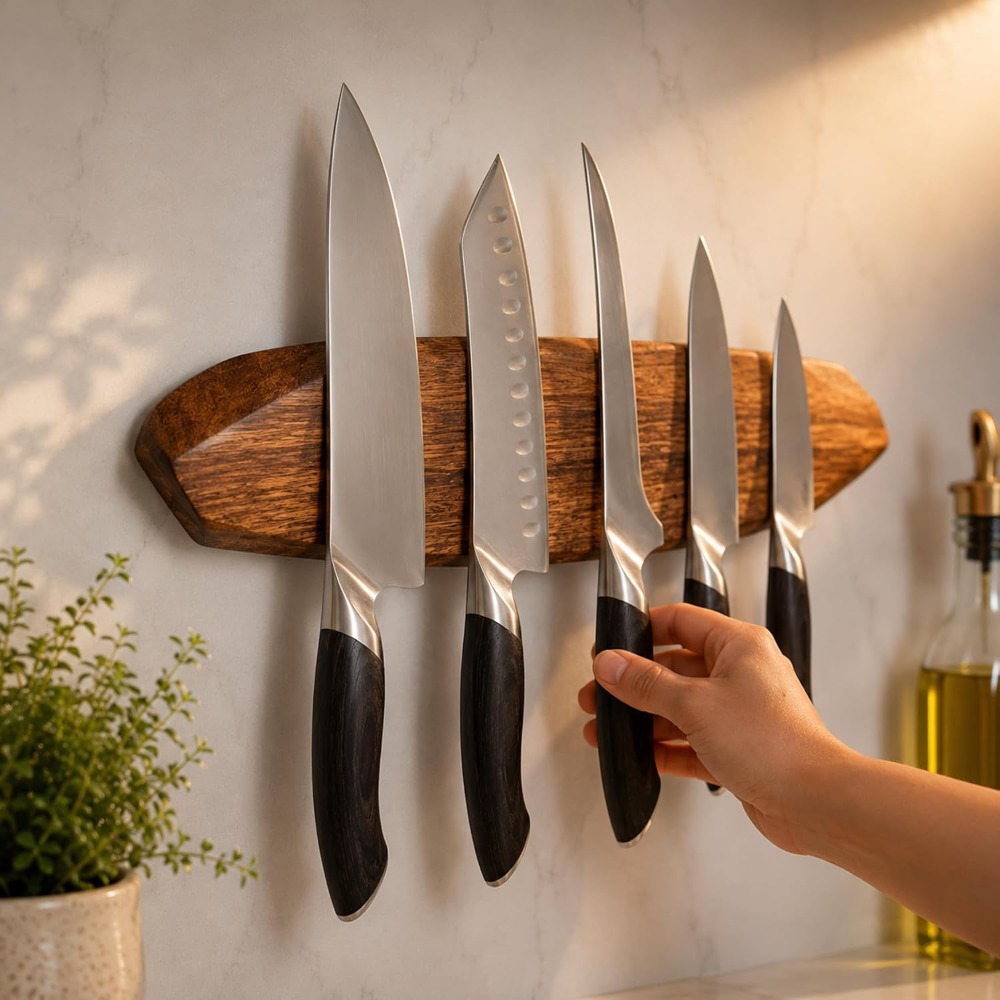 Magnetic Knife Holder - Acacia - Magnetic Knife Strip 评论和价格